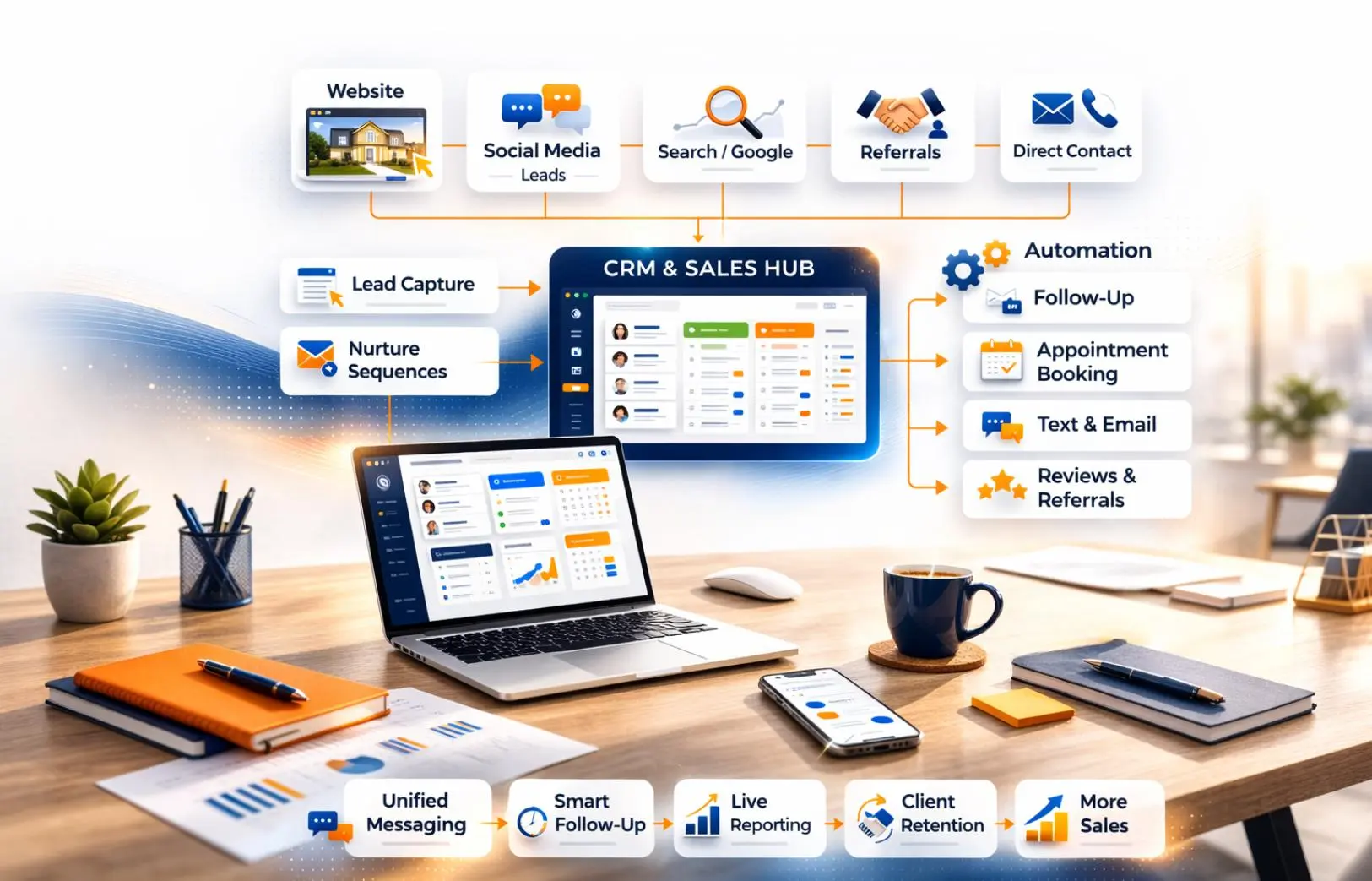 Keap CRM connecting contact management, marketing automation, sales follow-up, appointments, and invoicing