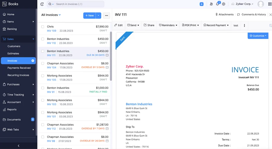 a clean invoicing dashboard Best invoicing software for freelancers shown on an invoicing dashboard