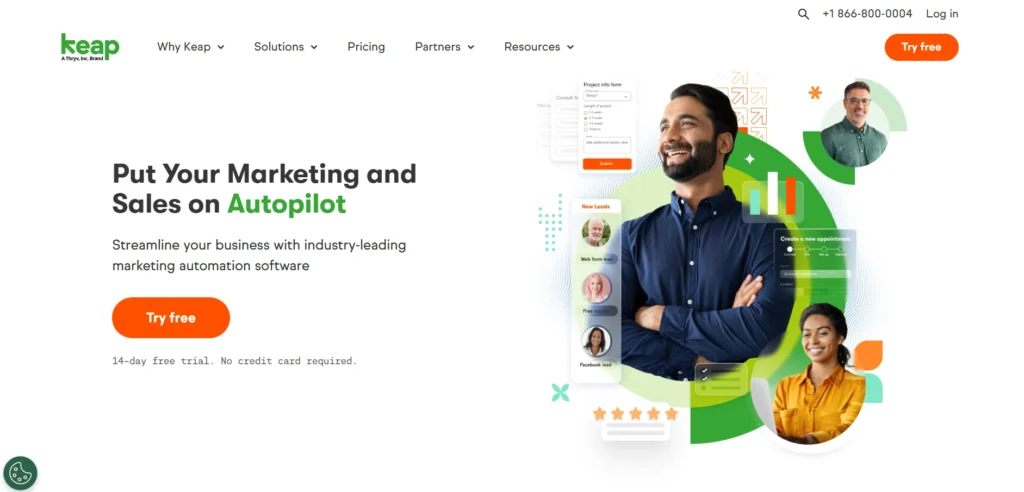 Best-CRM-Marketing-Software-Keap-CRM.webp Keap CRM dashboard showing sales pipeline and business automation tools